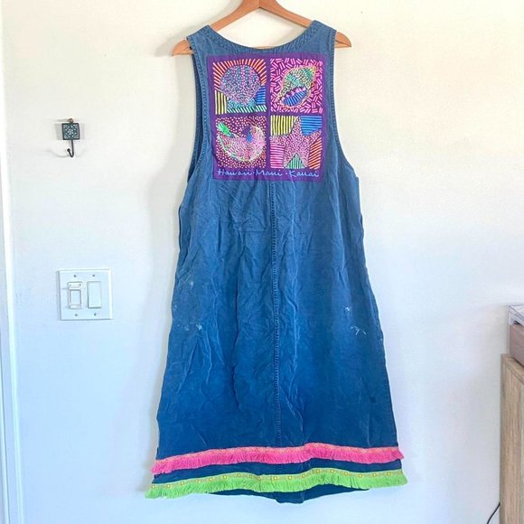 RETRO GECKO HAWAII MAXI DRESS COLORFUL SURF TEAM COVERUP BEACH - Picture 7 of 8